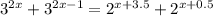 3^{2x}+ 3^{2x-1}= 2^{x+3.5}+ 2^{x+0.5}