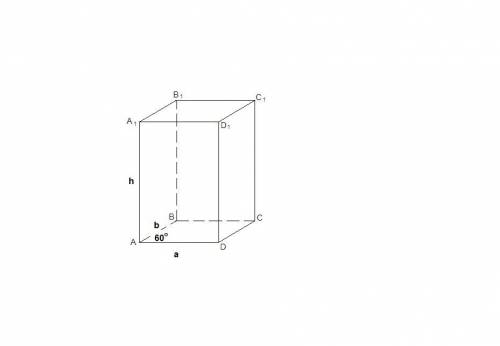 Впрямом параллелепипеде стороны основания равны 3 см и 4 см, а угол между ними-60. площадь боковой п