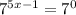 7^{5x - 1} = 7^{0}