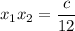 x_1x_2=\dfrac{c}{12}