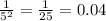 \frac{1}{ 5^{2} } = \frac{1}{25} =0.04