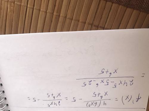 F(x)=4ln(x^6+5)-5x+2. найти производную