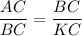 \dfrac{AC}{BC}=\dfrac{BC}{KC}