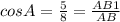 cosA= \frac{5}{8}= \frac{AB1}{AB}