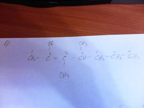 Составить структурные формулы а) 2 метил-2,3дихлор-4этил-3-октен б)2-метил-3-этил-1-гексен в)2-хлор-