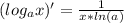 (log_{a}x)'= \frac{1}{x*ln(a)}