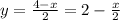 y= \frac{4-x}{2} =2- \frac{x}{2}