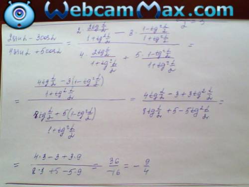 2sinα-3cosα /4sinα+5cosα , если tgα/2=3