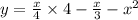 y = \frac{x}{4} \times 4 - \frac{x}{3} - {x}^{2}