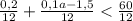 \frac{0,2}{12} + \frac{0,1a-1,5}{12} < \frac{60}{12}