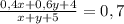 \frac{0,4x+0,6y+4}{x+y+5}=0,7