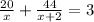 \frac{20}{x} + \frac{44}{x+2} =3