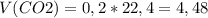 V(CO2)=0,2*22,4=4,48