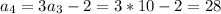 a_4=3a_3-2=3*10-2=28