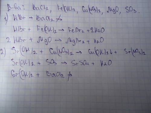 )нужно! даны вещества: хлорид бария,гидроксид железа2,натрат меди2,оксид магния,оксид серы6 с какими