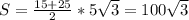 S= \frac{15+25}{2} *5 \sqrt{3}=100 \sqrt{3}