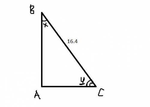 Длина гипотенузы прямоугольного треугольника 16,4 cм один из прилегающих к ней острых углов равен 60