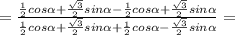 =\frac{ \frac{1}{2} cos \alpha+ \frac{ \sqrt{3}}{2} sin \alpha- \frac{1}{2} cos \alpha+\frac{ \sqrt{3}}{2} sin \alpha}{\frac{1}{2} cos \alpha+\frac{ \sqrt{3}}{2} sin \alpha +\frac{1}{2} cos \alpha-\frac{ \sqrt{3}}{2} sin \alpha}=