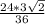 \frac{24*3 \sqrt{2} }{36}