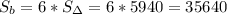 S_b=6*S_{\Delta}=6*5940=35640