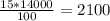 \frac{15*14000}{100} =2100