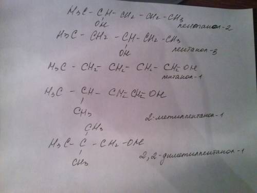 Написать структурные формулы изомерных спиртов состава с5н11он и назвать их по систематической номен