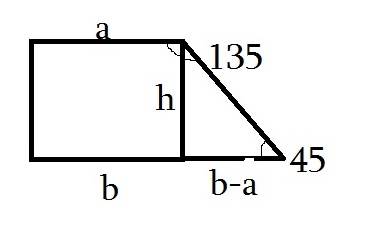 Впрямоугольной трапеции один из углов равен 135˚º , средняя линия 18 см, а основания относятся как 1