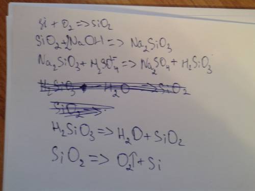 Осуществите превращения si-> sio2-> nasio3-> h2sio2-> sio2-> si