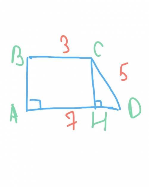 Основания прямоугольной трапеции равны 3 см и 7 см, а большая боковая 5 см. найти площадь трапеции
