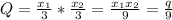 Q=\frac{x_1}{3}*\frac{x_2}{3}=\frac{x_1x_2}{9}=\frac{q}{9}