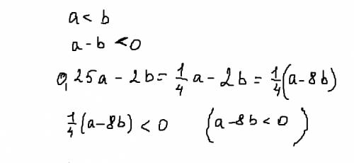 Оцените значение выражения 0,25a-2b, если а