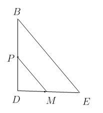 Втреугольнике bde угол d - прямой , bd =9 м , de =12 м . найдите длину средней линии pm ,если m∈de,