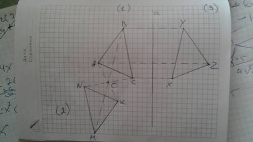 1) построить произвольный треугольник авс2) построить треугольник mnk, симметричный относительно точ