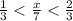 \frac{1}{3}< \frac{x}{7}< \frac{2}{3}