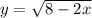 y= \sqrt{8-2x}