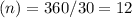 (n) = 360 / 30 = 12