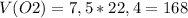 V(O2)=7,5*22,4=168