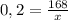 0,2= \frac{168}{x}