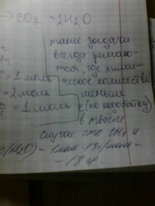 При взаимодействии метана cн4 массой 16 г с кислородом о2 массой 64 г образуется углекислый газ со2