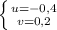 \left \{ {{u = -0,4 } \atop {v = 0,2}} \right.