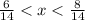 \frac{6}{14} < x < \frac{8}{14}