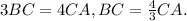 3BC=4CA, BC= \frac{4}{3}CA.