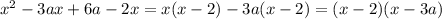 x^2-3ax+6a-2x=x(x-2)-3a(x-2)=(x-2)(x-3a)