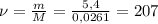 \nu= \frac{m}{M} = \frac{5,4}{0,0261} = 207