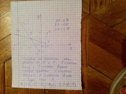 Треугольник abc имеет вершины a (2; 1) b (3; 6) c (-1; -3). этот треугольник отображается в тругольн