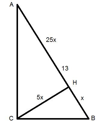 Решить. в треугольнике abc угол с равен 90 градусов ch-высота ab=13 tda=1/5. найти ah