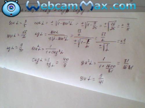 Сделать 3 примера с коротким решением. 1)найти cos a , если sin a =3/5 2) найти tg a , если sin a =