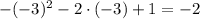 -(-3)^2-2\cdot (-3)+1=-2