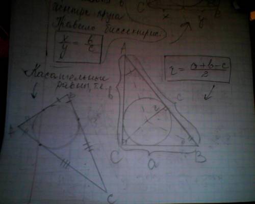 Окружность, вписанная в треугольники: 1) прямоугольный. 2) остроугольный. 3) тупоугольный. рисунки,