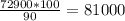 \frac{72900*100}{90} =81000